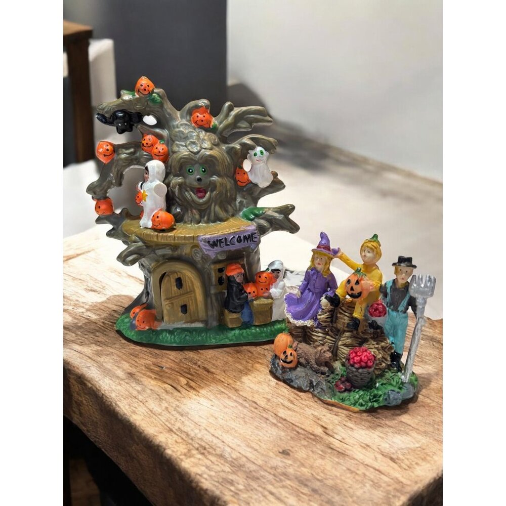 Ceramic Halloween Village House / Tree and Accessory trick or treat